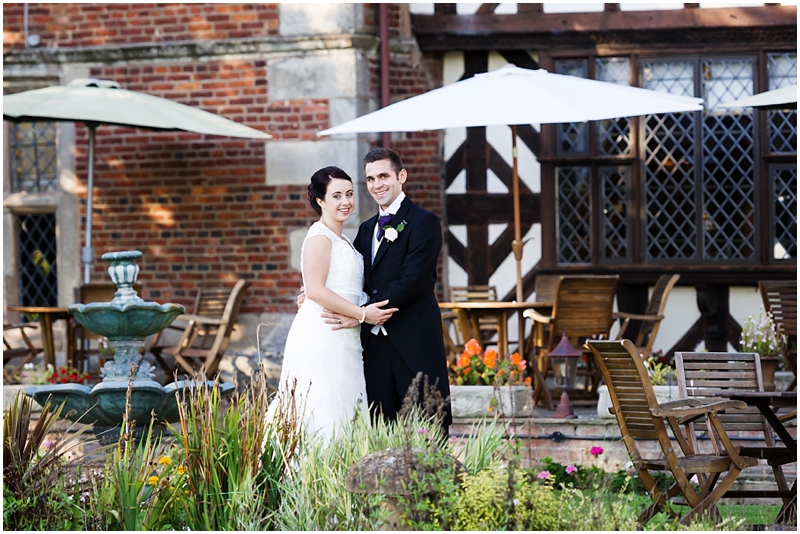 bride and groom at wedding at Albright Hussey Manor hotel
