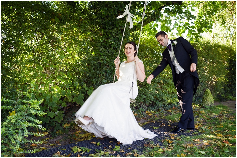 bride and groom at wedding at Albright Hussey Manor wedding