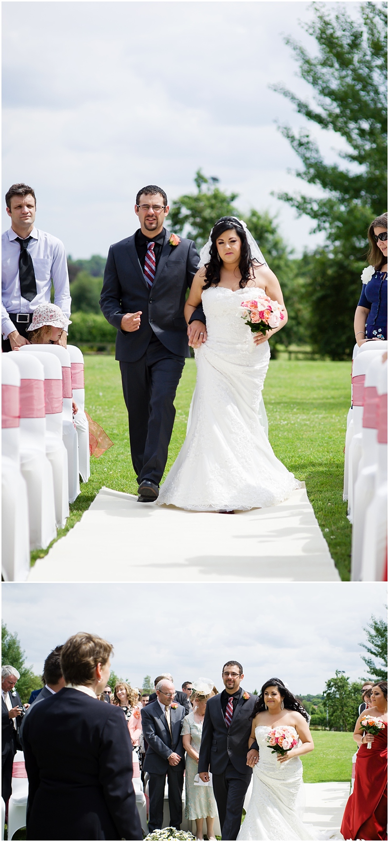 bride and brother walking down the isle