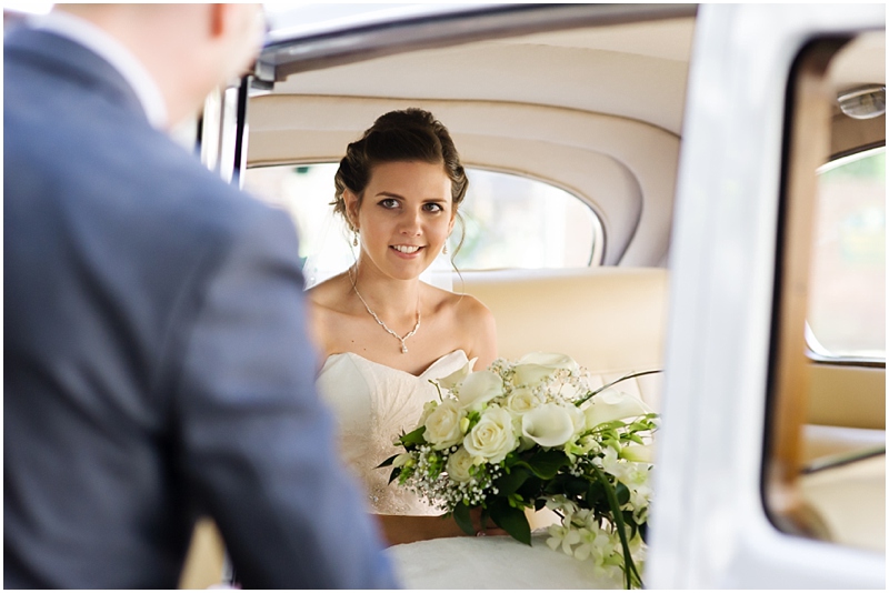 bride arrives at church