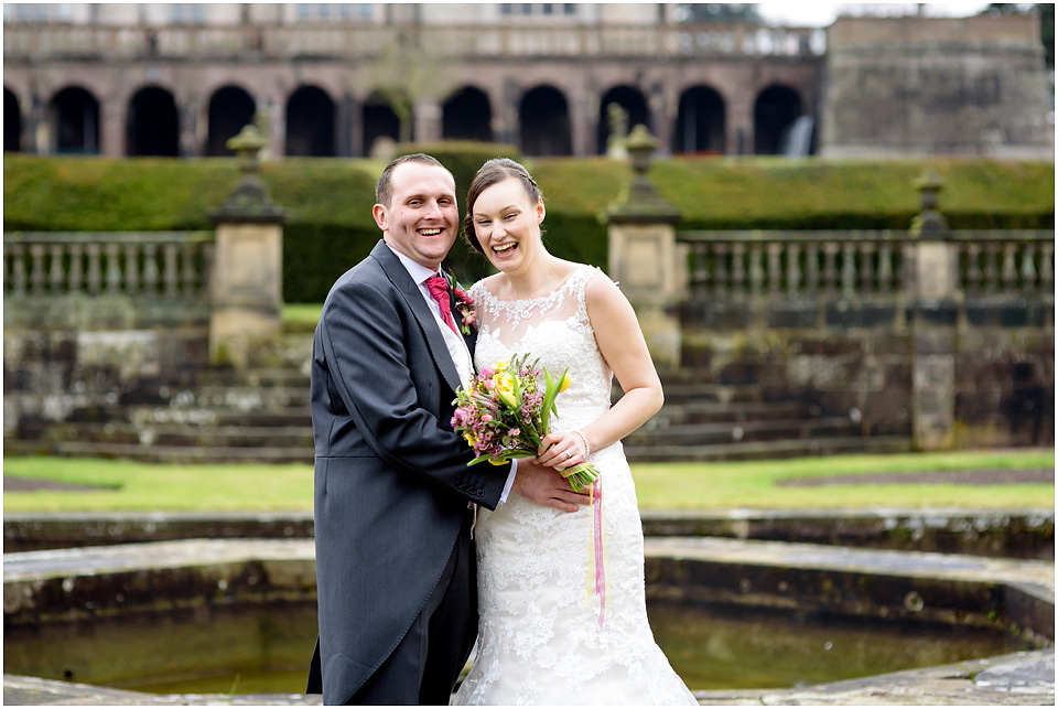 Lilleshall hall winter wedding bride and groom portraits