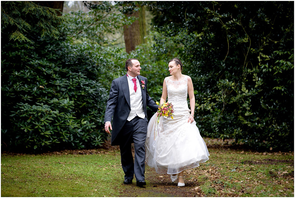 Lilleshall hall winter wedding bride and groom portraits