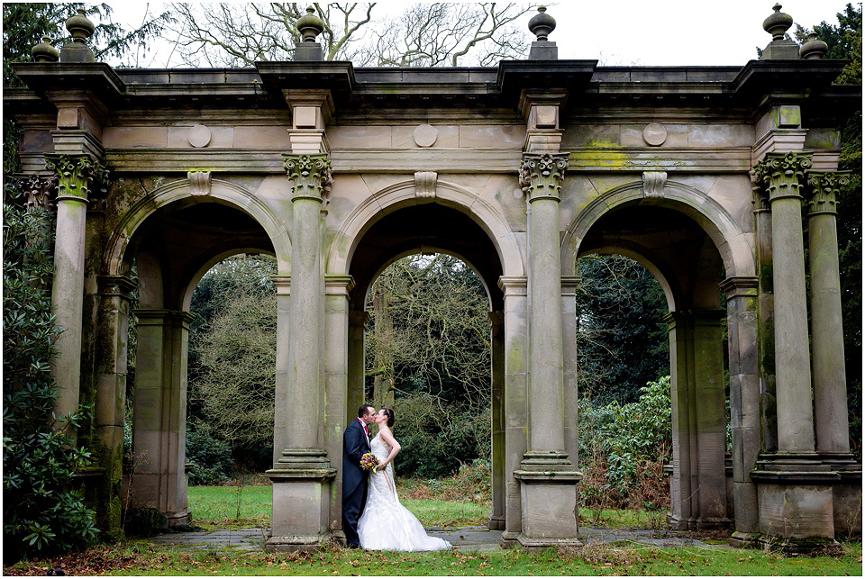 Lilleshall hall winter wedding bride and groom portraits