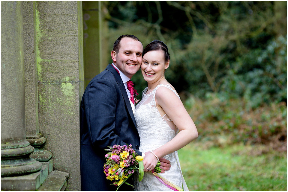 Lilleshall hall winter wedding bride and groom portraits