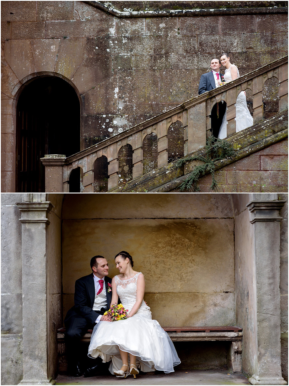 Lilleshall hall winter wedding bride and groom portraits