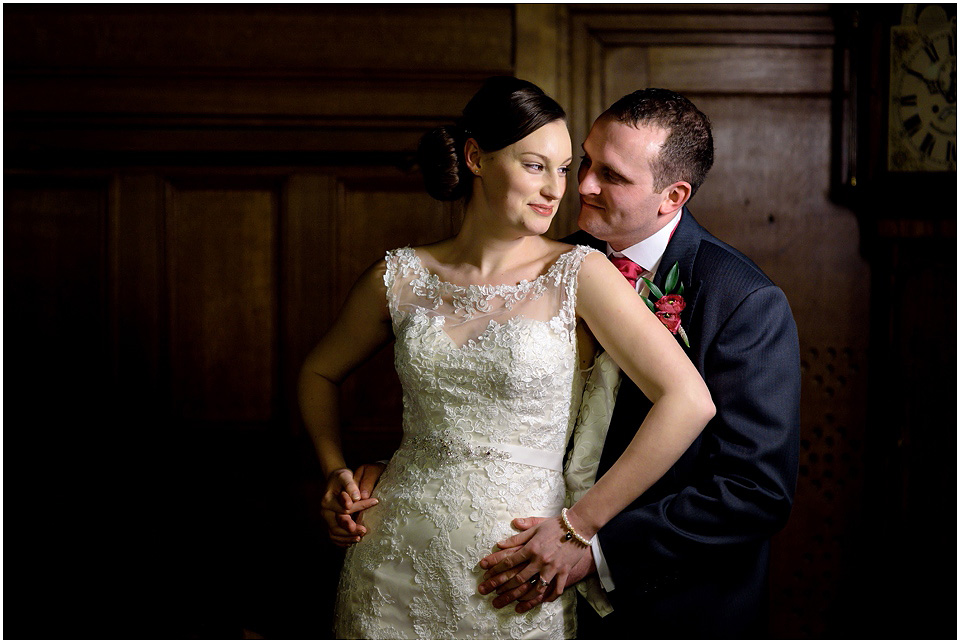 Lilleshall hall winter wedding bride and groom portraits