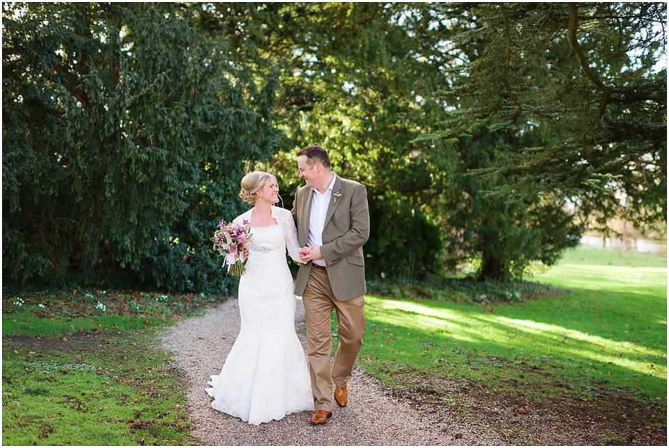 bride and groom at thrumpton
