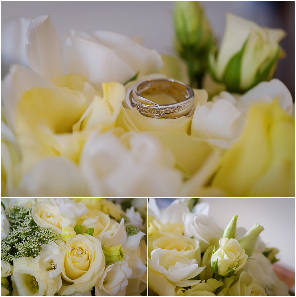 pastel wedding bouquet yellows and white