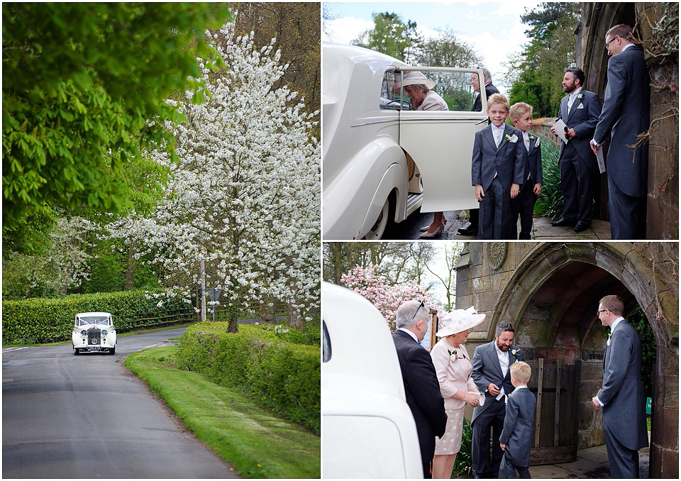 wedding cars arriving at hoar cross church