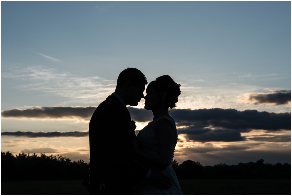 sunset shot from rodbaston hall wedding staffordshire