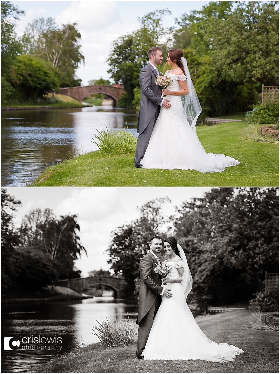 bride and groom at the moat house acton trussell wedding