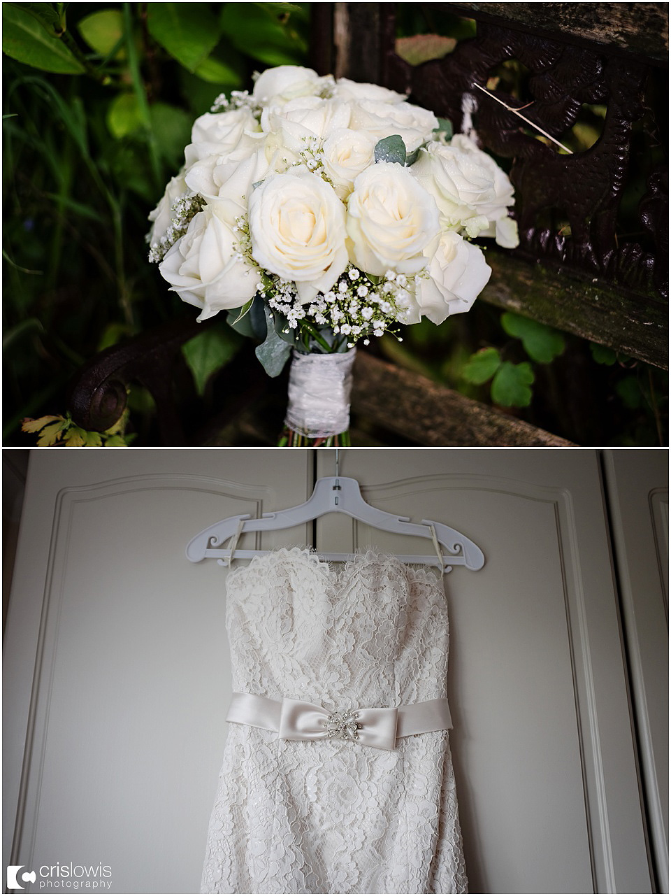 dress and bouquet