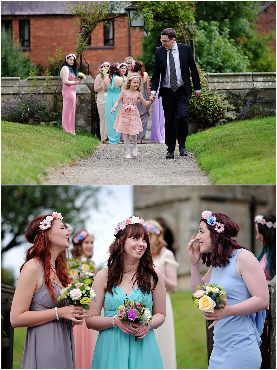 documentary wedidng photos bridesmaids at church