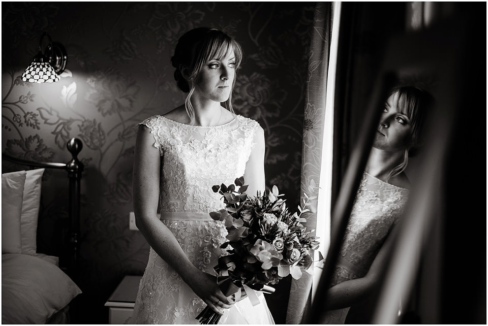 bride looking out of window