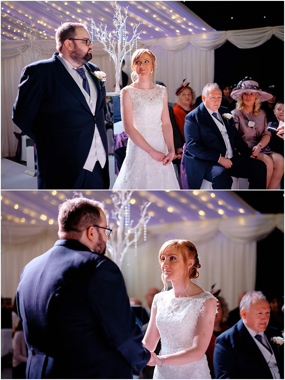 wedding ceremony under the night sky at heaton house farm