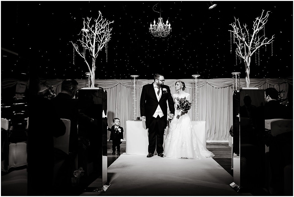 wedding ceremony under the night sky at heaton house farm