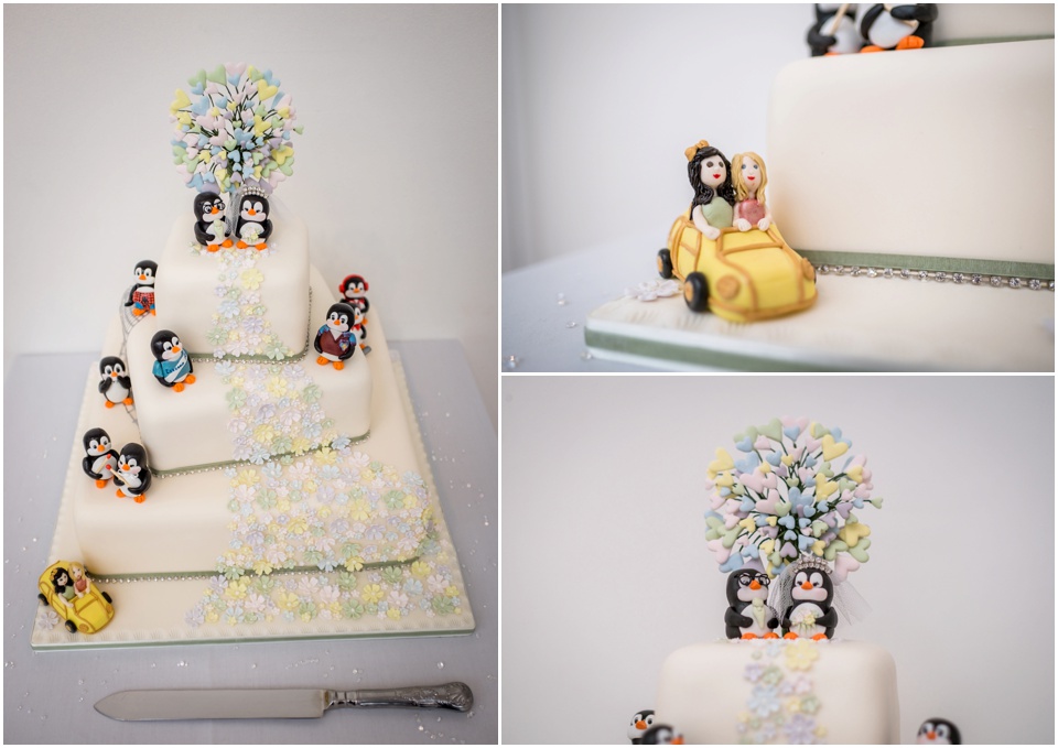 wedding cake with penguins
