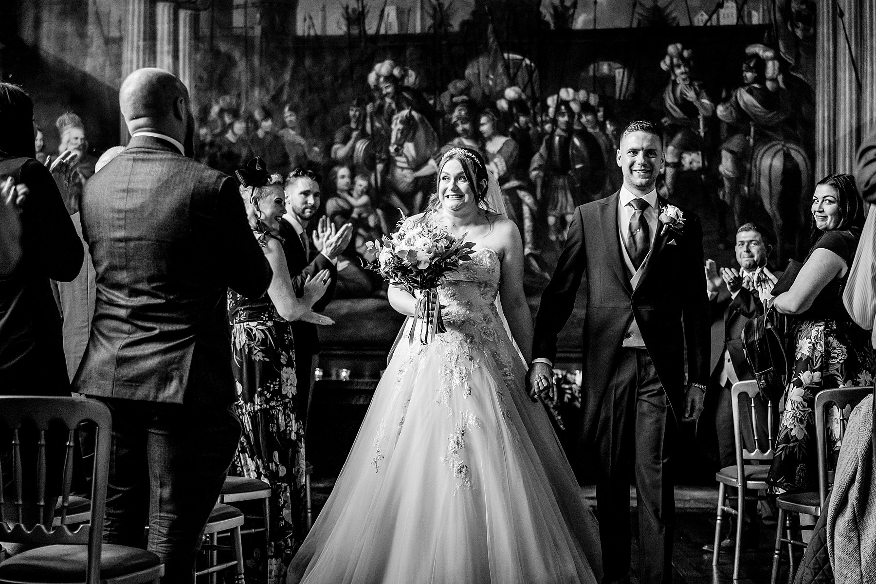 bride and groom leave ceremony