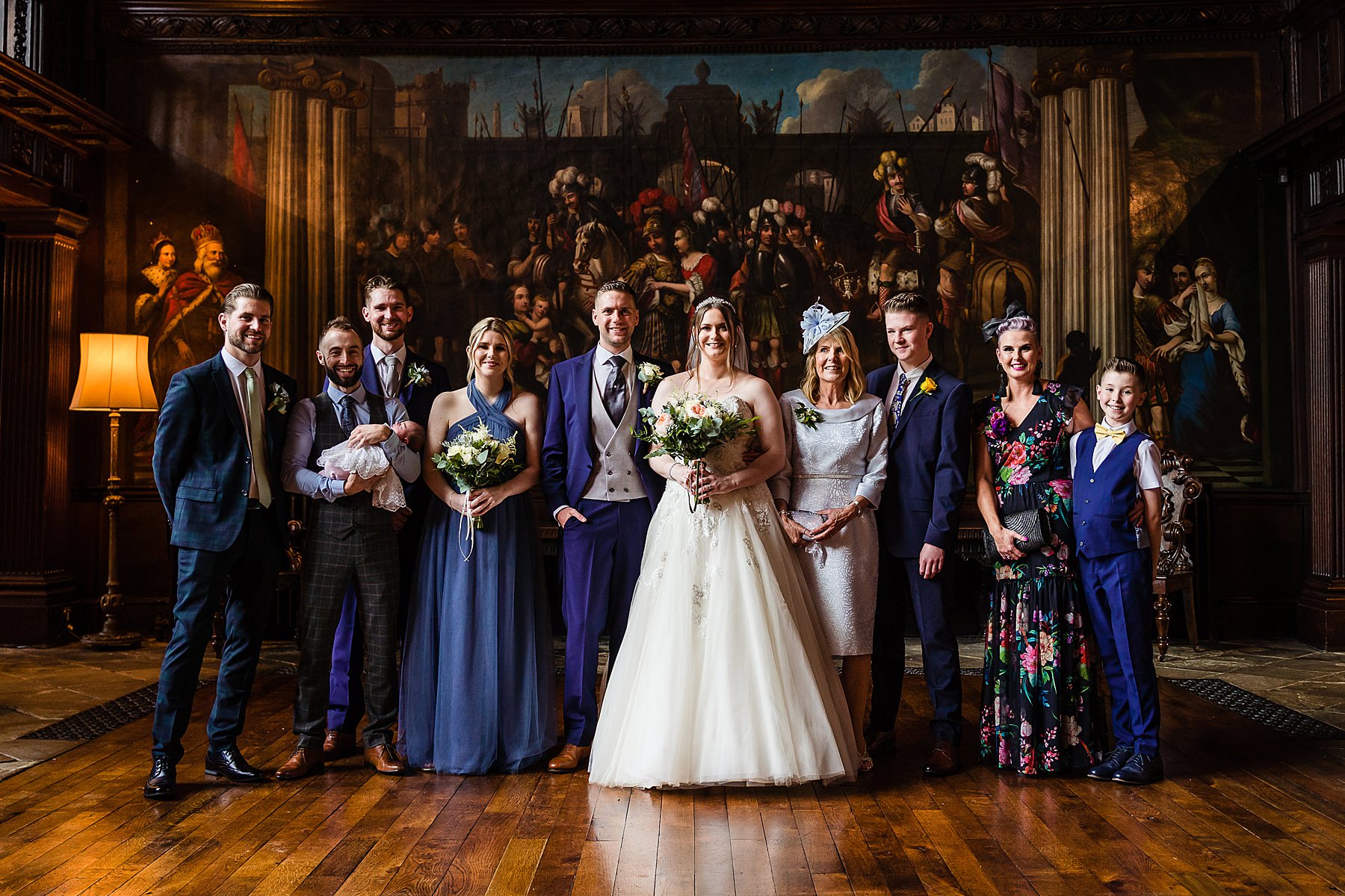 group photo in the great hall at adlington hall