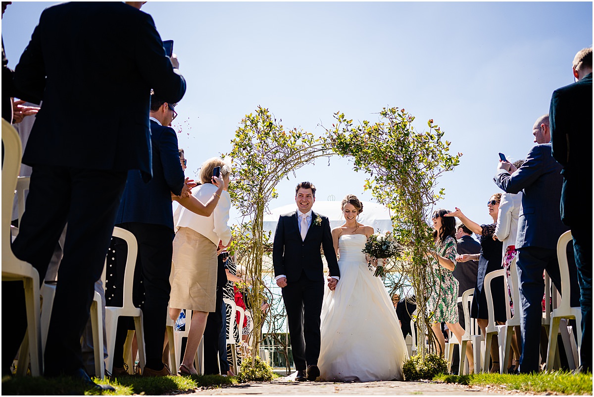 bride and groom exit