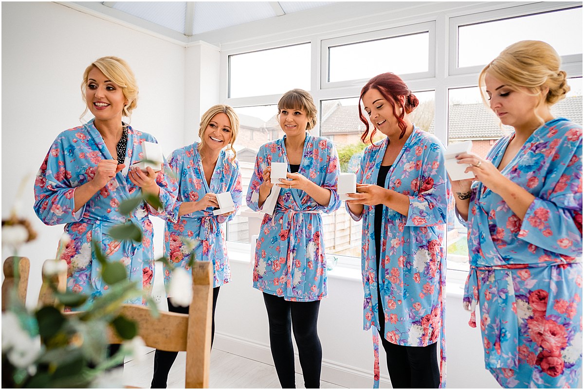bridesmaids receive gifts