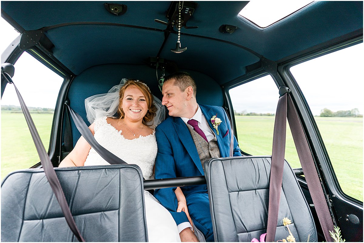 bride getting into helecopter