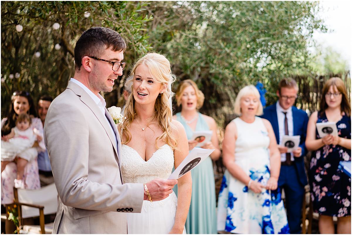 wedding ceremony at Binifadet vineyard