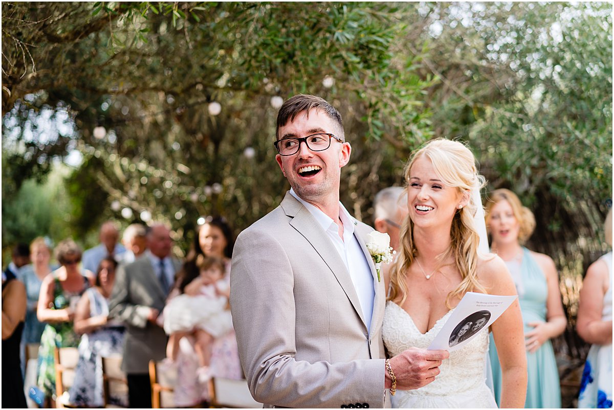 wedding ceremony at Binifadet vineyard