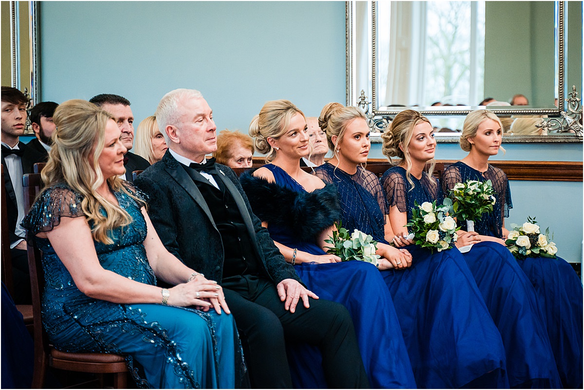 wedding ceremony in the ballroom at Pendrell Hall