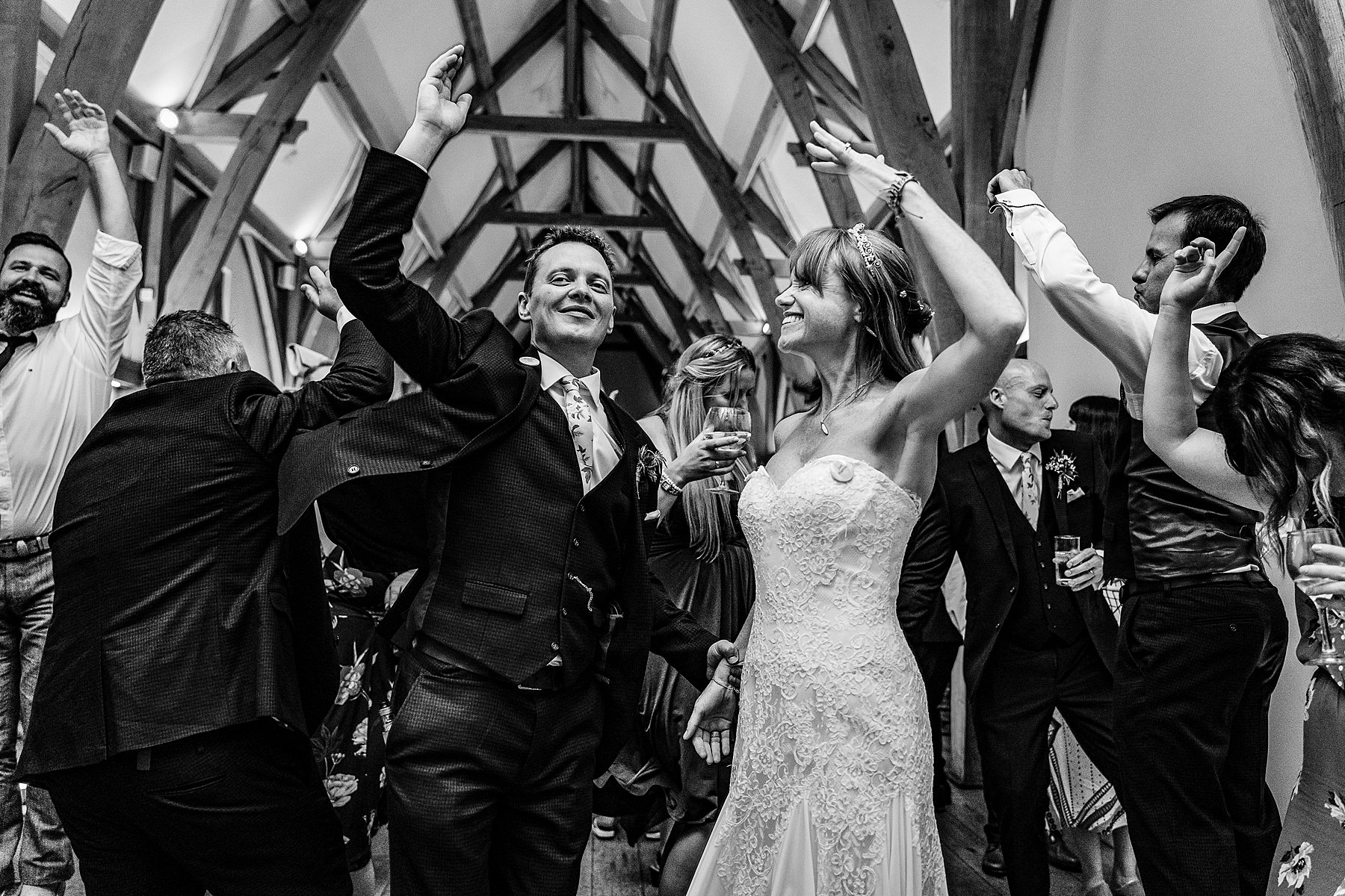 bride and groom dancing