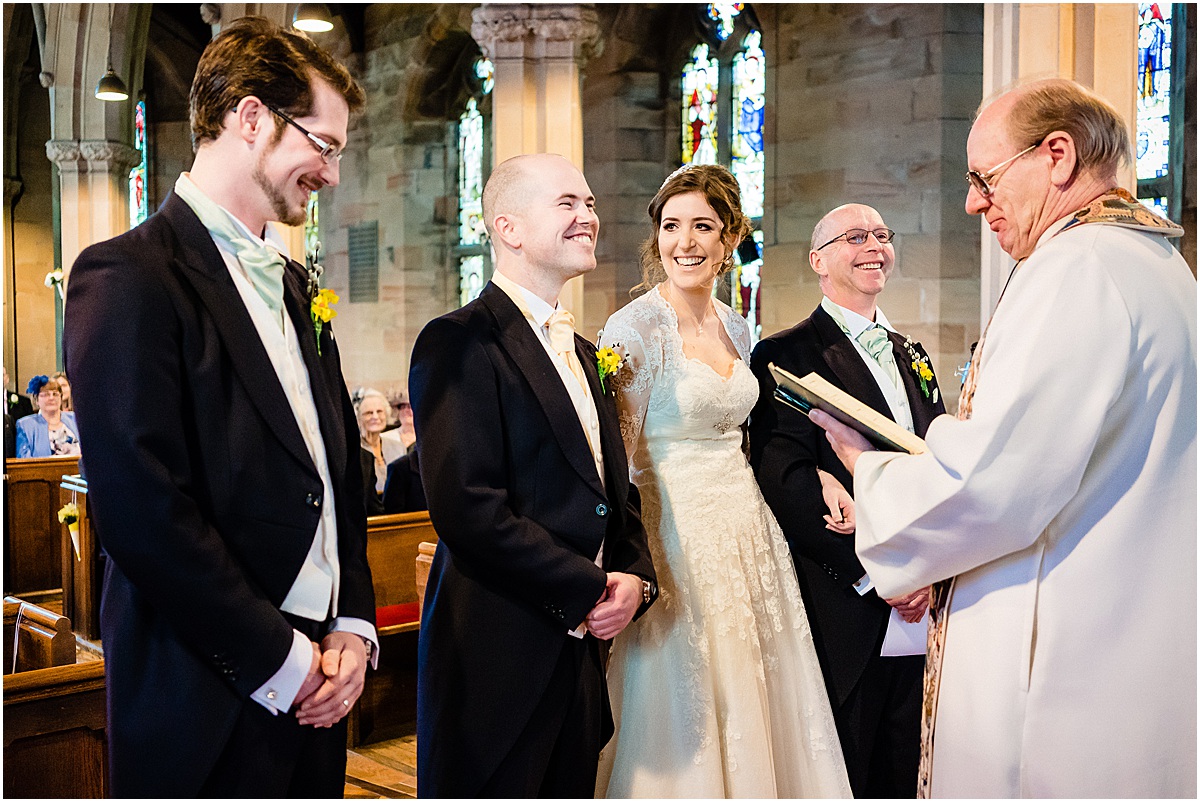 wedding ceremony at all saints church leigh