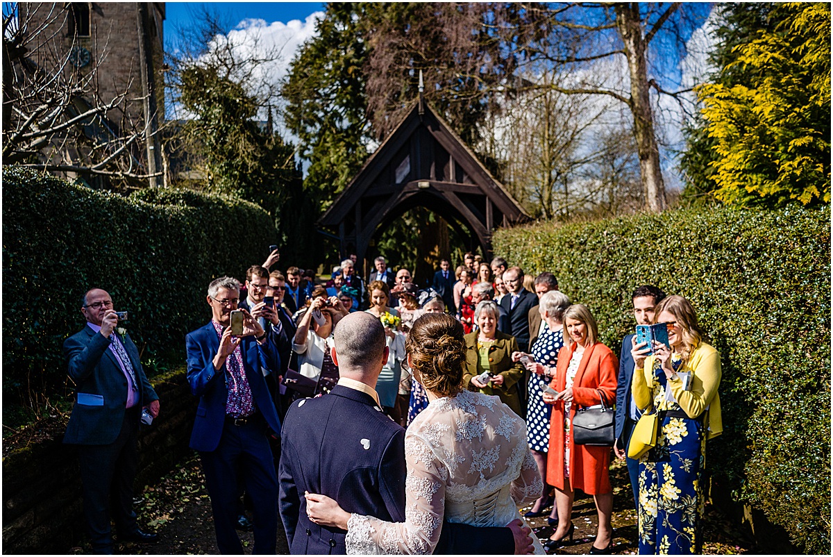 bride groom and guests