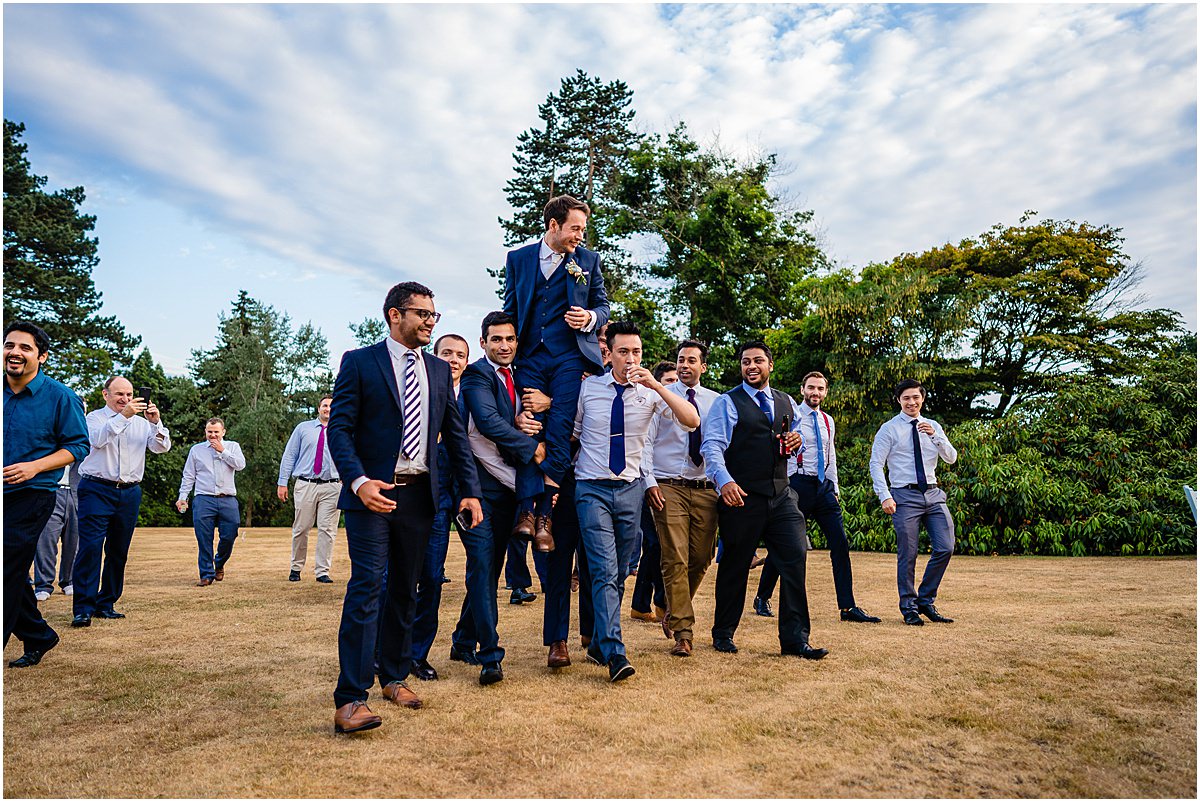 groomsmen horsing about