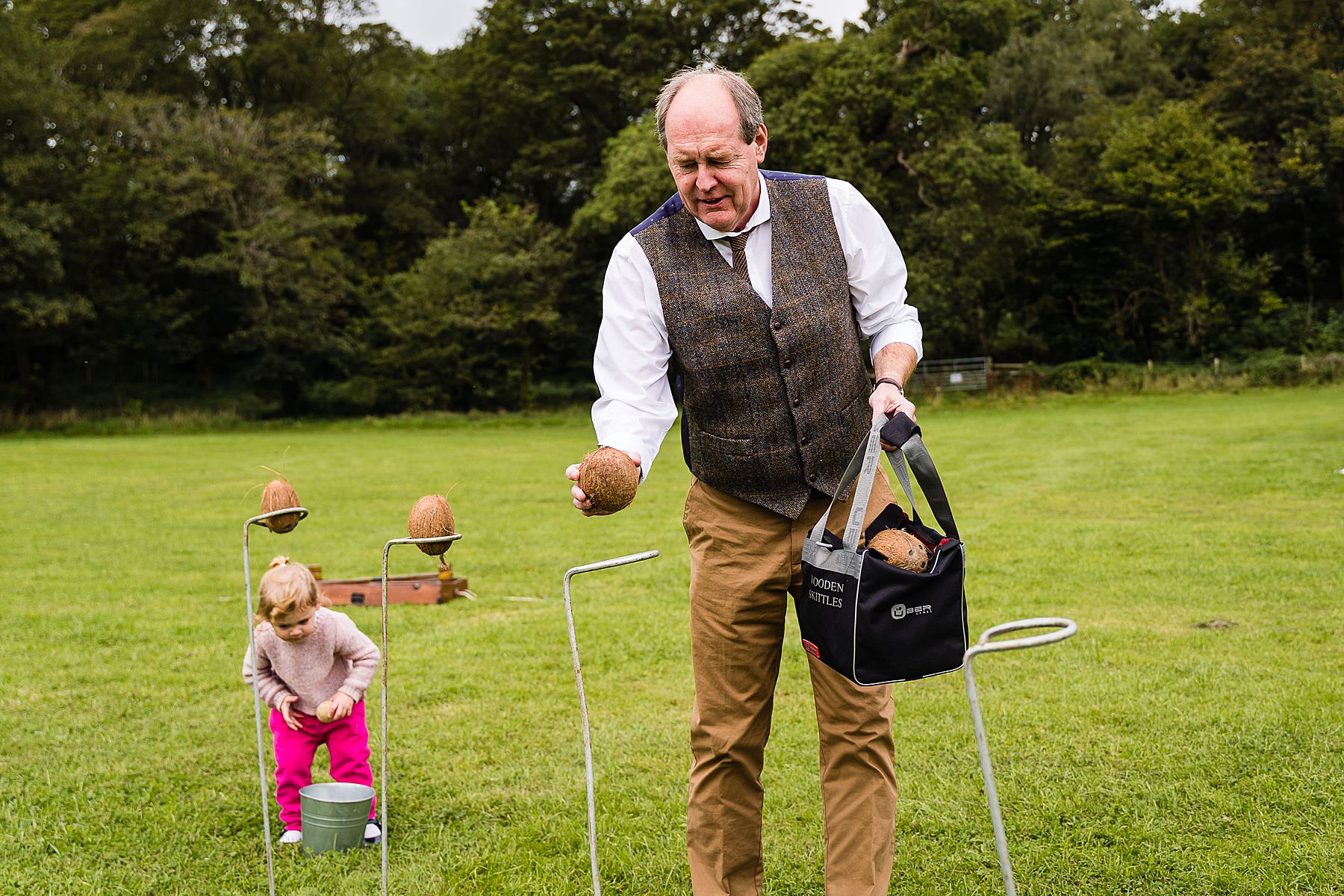father of bride setting up 