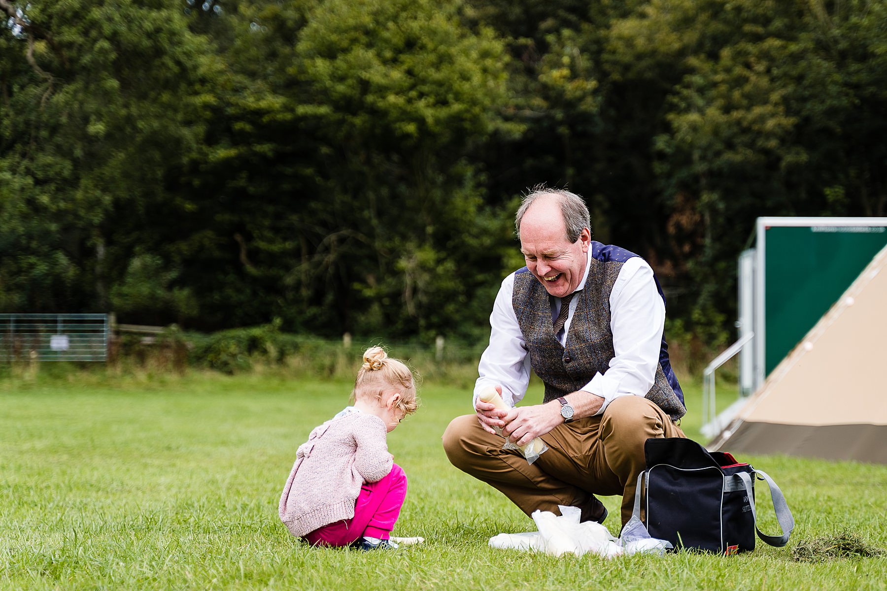 father of bride setting up 