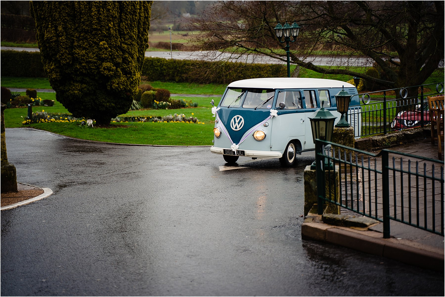 couple arrives at weston hall
