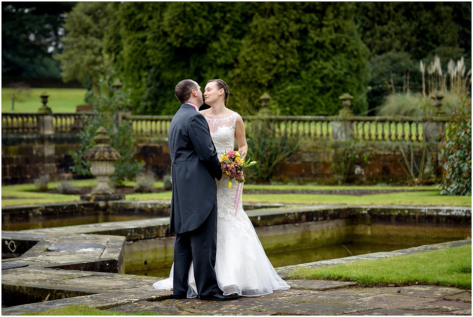 Lilleshall hall winter wedding bride and groom portraits
