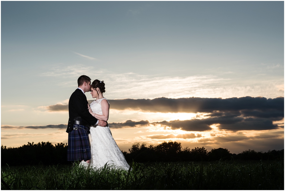 sunset shot from rodbaston hall wedding staffordshire