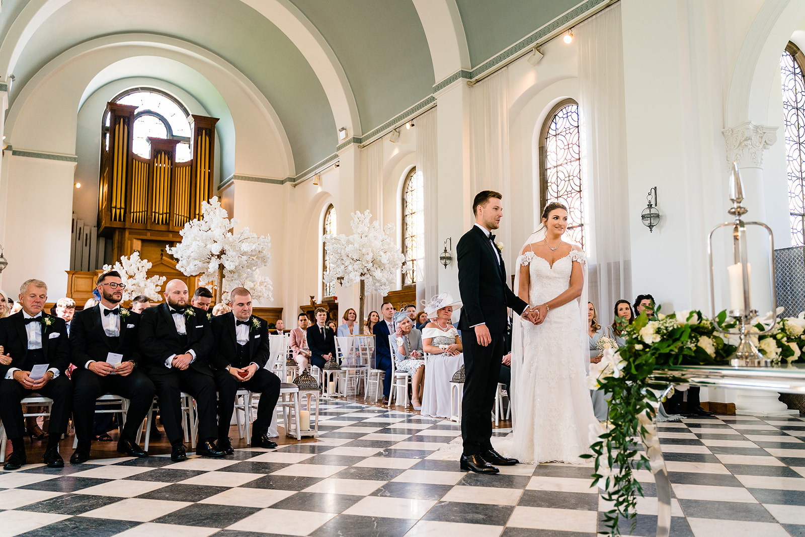 wedding ceremony at hawkstone hall