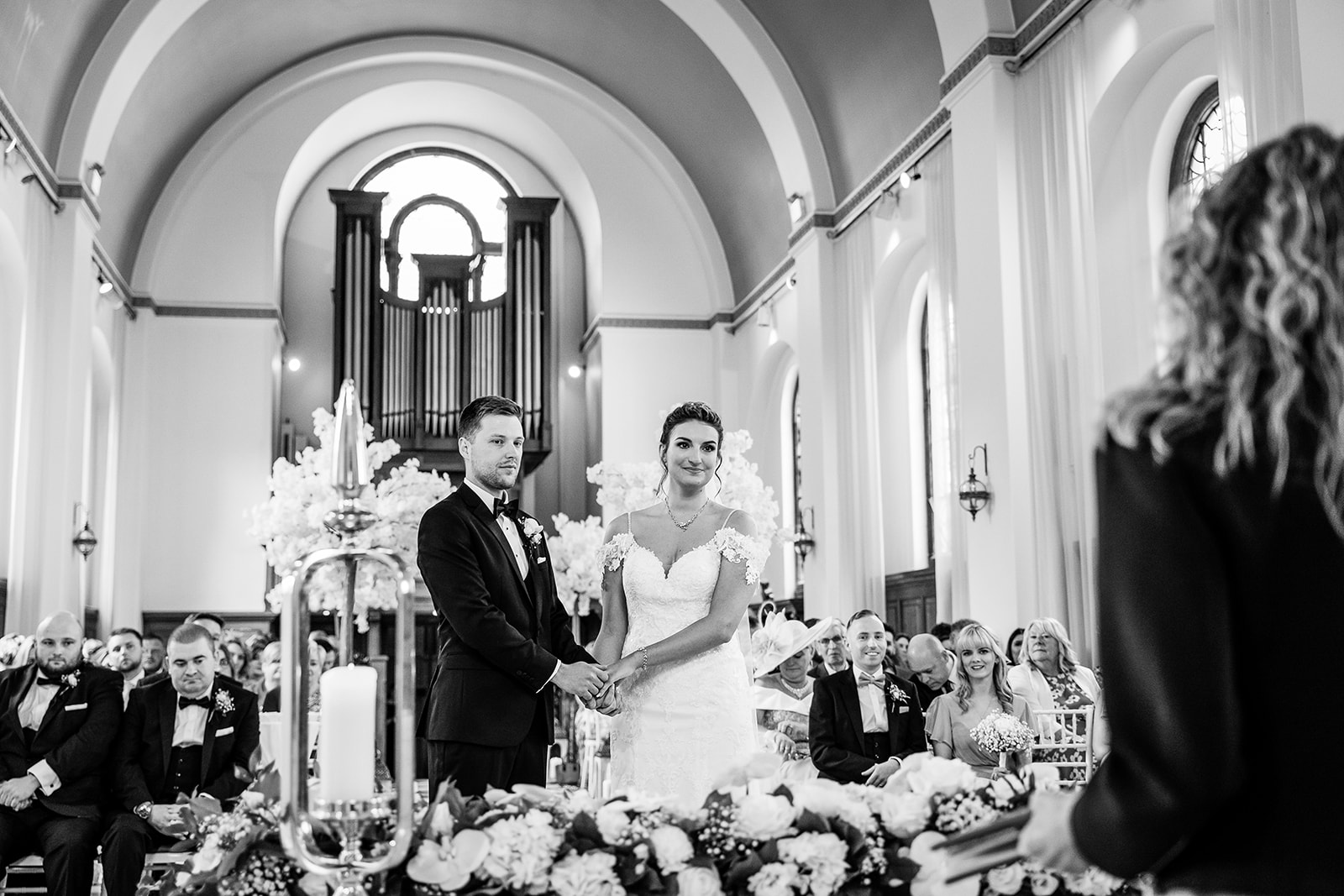 wedding ceremony at hawkstone hall