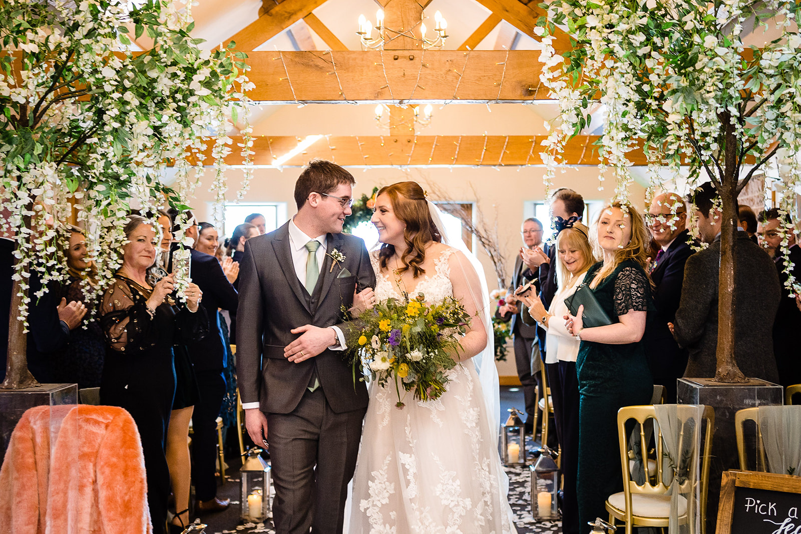 wedding ceremony at Heaton house farm