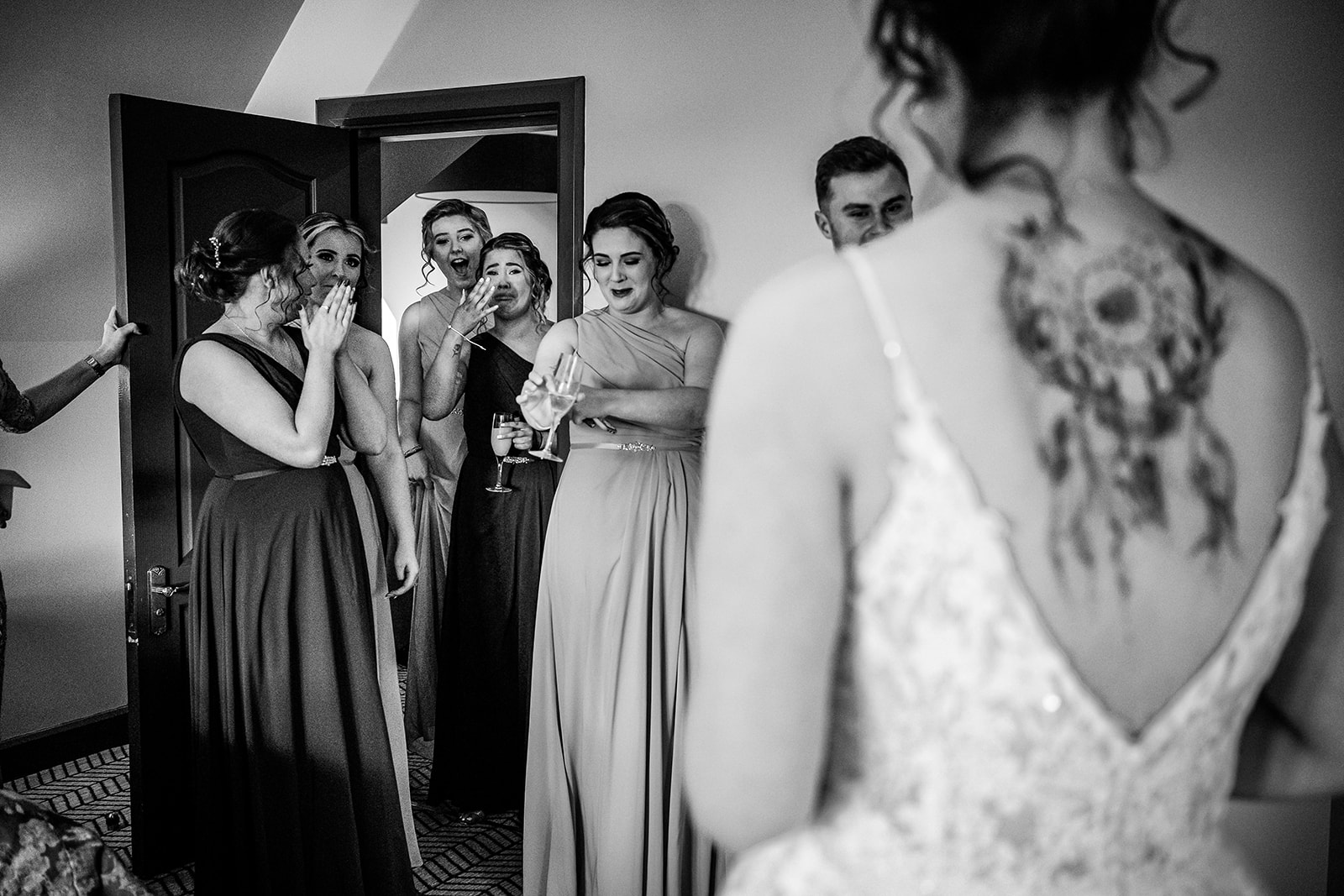 bride ready in her dress
