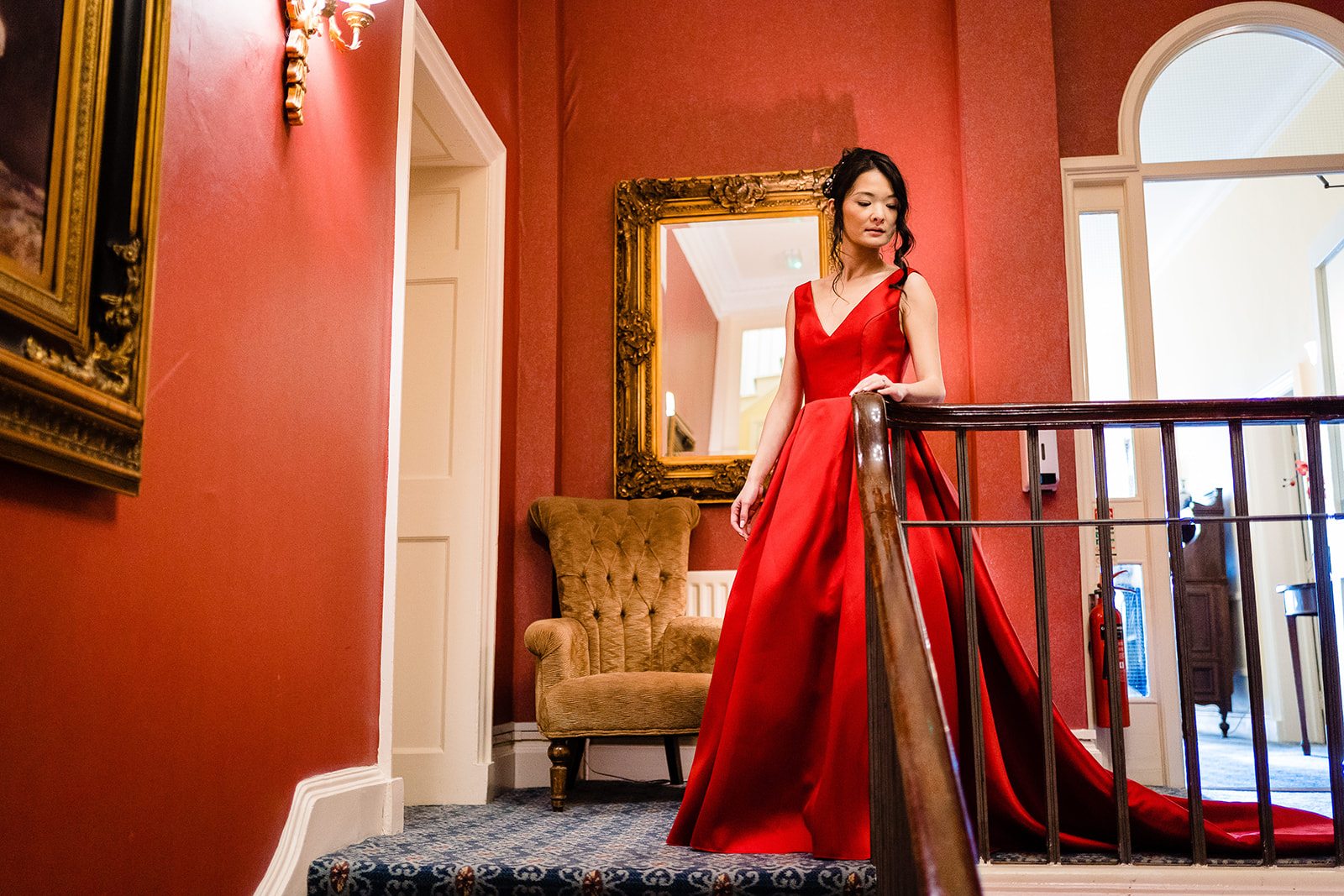 bride in red dress
