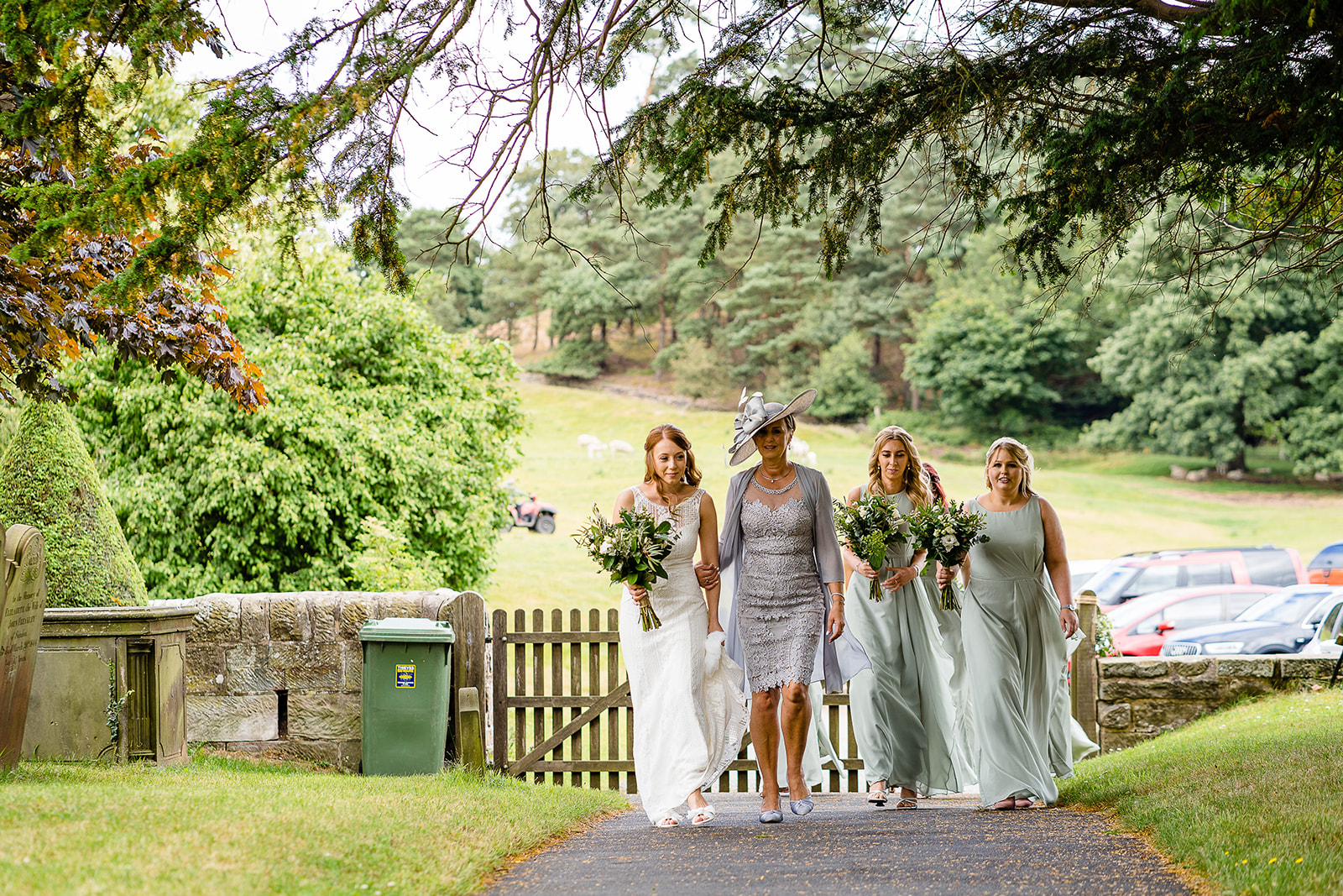 bride arrives at church