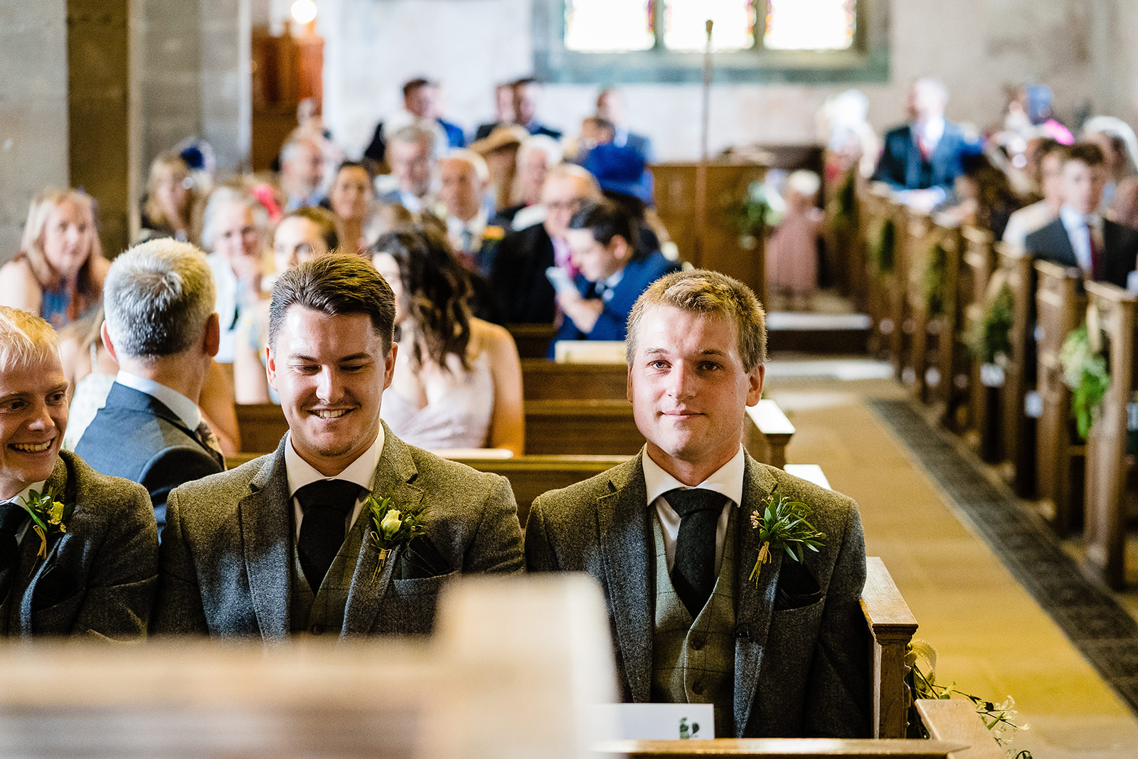 groom waits at church