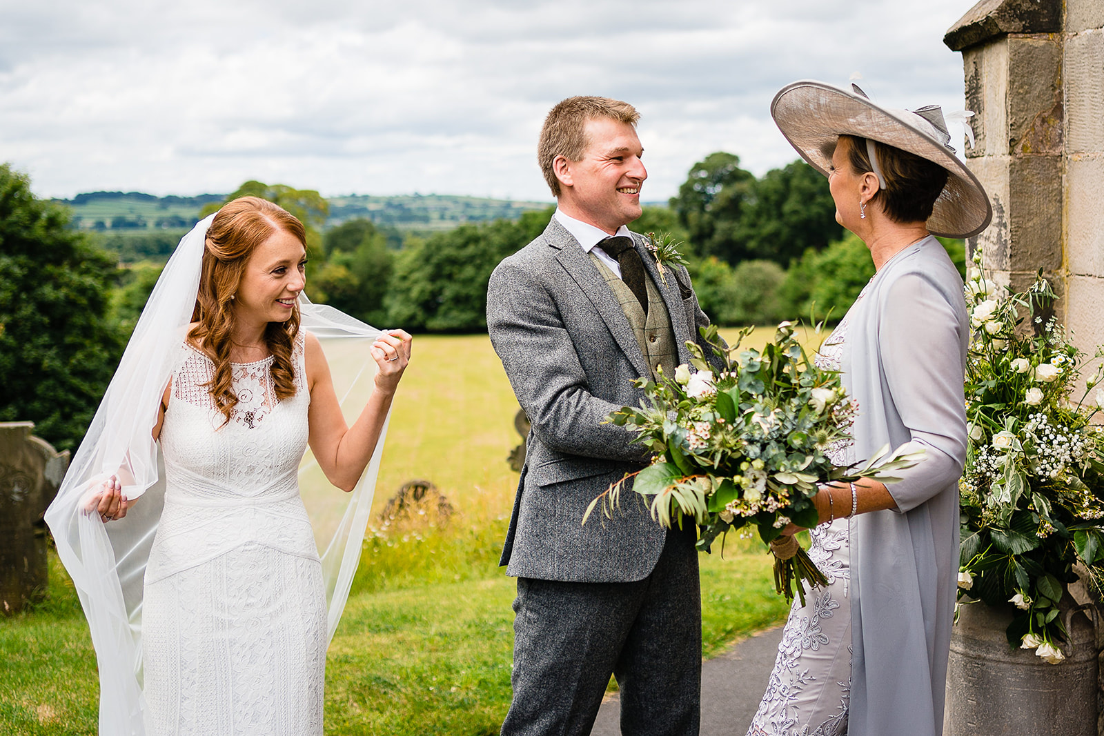 guests congratulate couple