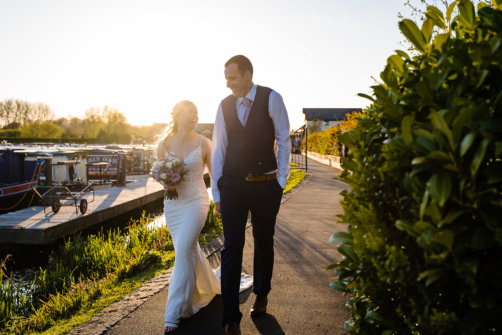 bride and groom portraits at Aston Marina 