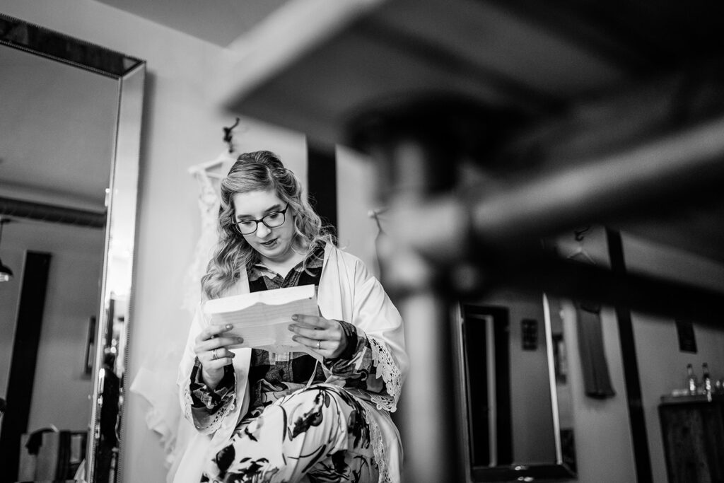 bride reading letter