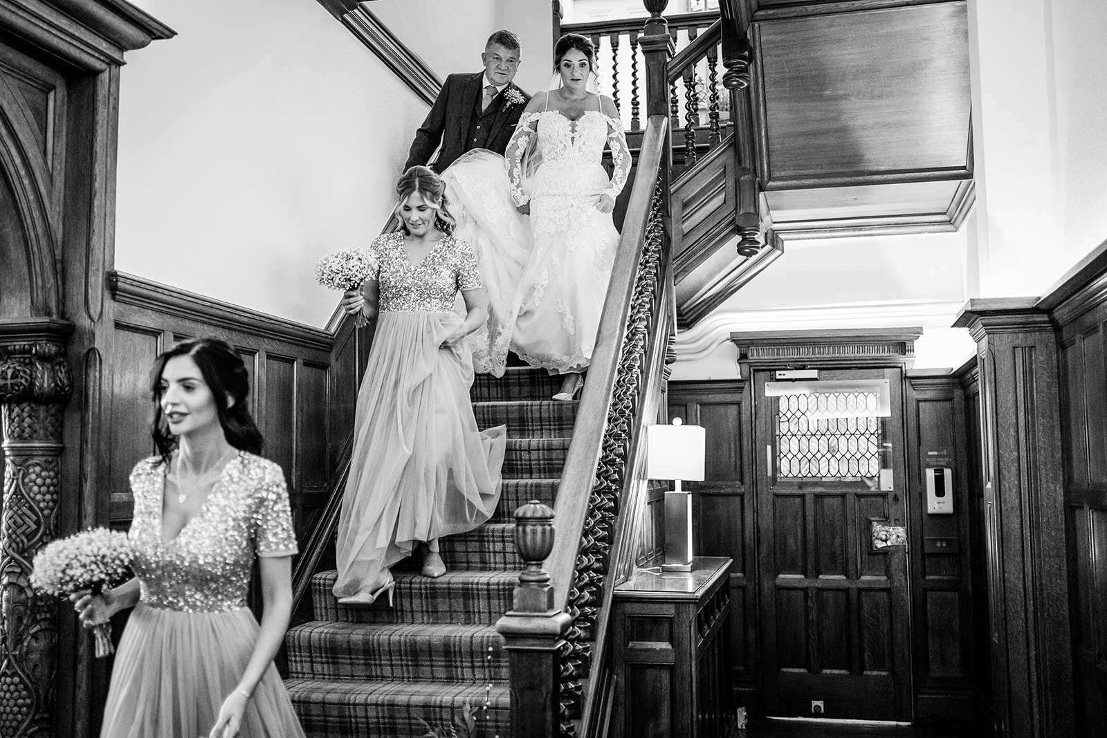 bride coming down stairs