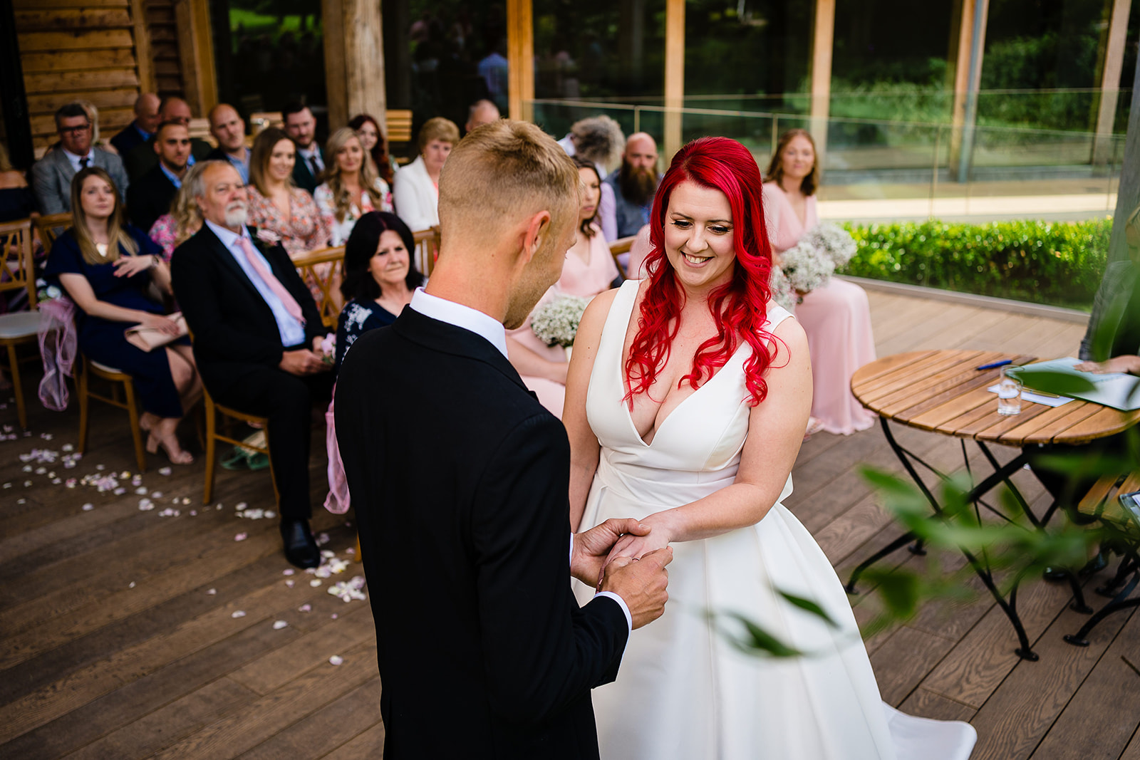 outdoor wedding ceremony at the mill barns